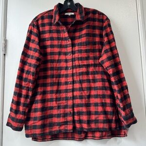 Madewell Flannel Oversized Ex Boyfriend Shirt in Buffalo Check Size Medium